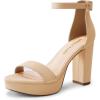 DREAM PAIRS Women’s Platform Chunky High Heeled Sandals Open Toe Block Heels Ankle Strap Dress Shoes for Wedding Party Evening(Nude)