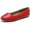 DREAM PAIRS Women’s Sole-Simple Ballerina Walking Flats Shoes(Red-pu-1)