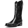 DREAM PAIRS Women’s Square Toe Cowboy Cowgirl Boots Pull On Low Chunky Heel Mid Calf Western Boots with Embroidered Stitched for Theme Party Country Concert(Black)