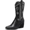 DREAM PAIRS Women’s Western Cowboy boots Mid Calf Cowgirl boot Pull-on