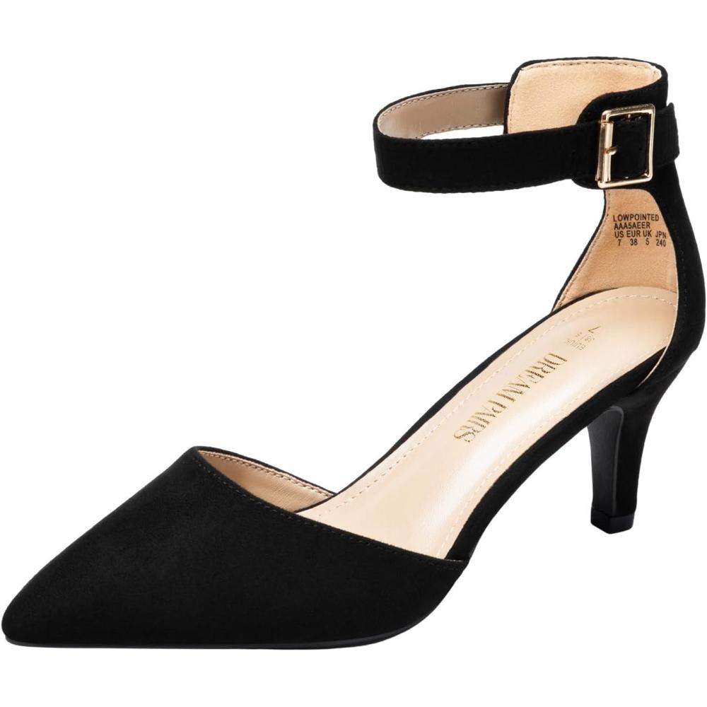 imageDREAM PAIRS Kitten Heel Low Heel for Women Closed Pointed Toe Pumps Wedding Party Sexy Dress Shoes LowpointedBlackSuede