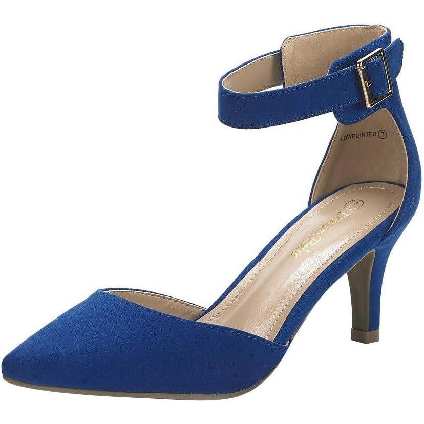 imageDREAM PAIRS Kitten Heel Low Heel for Women Closed Pointed Toe Pumps Wedding Party Sexy Dress Shoes LowpointedRoyalBlue