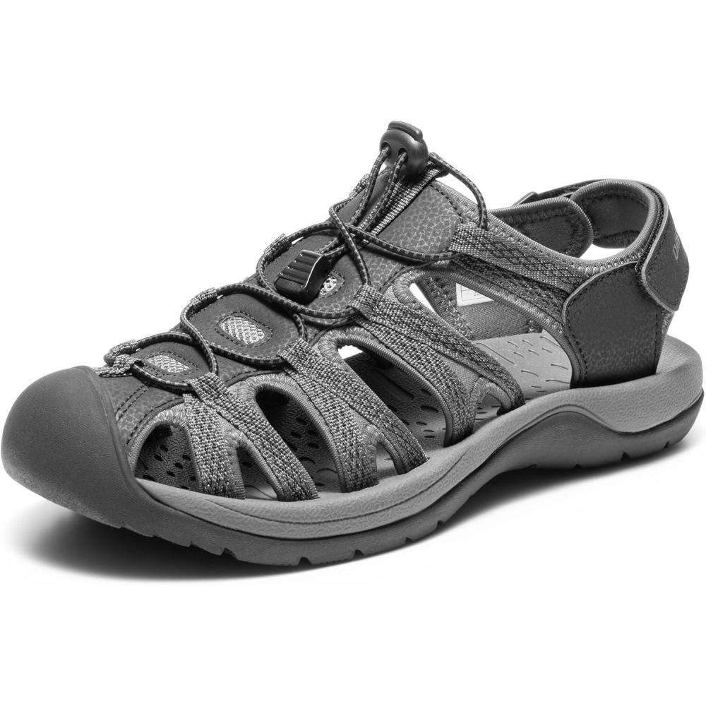 imageDREAM PAIRS Mens 160912MNEW Adventurous Summer Outdoor SandalsBlackDarkGrey