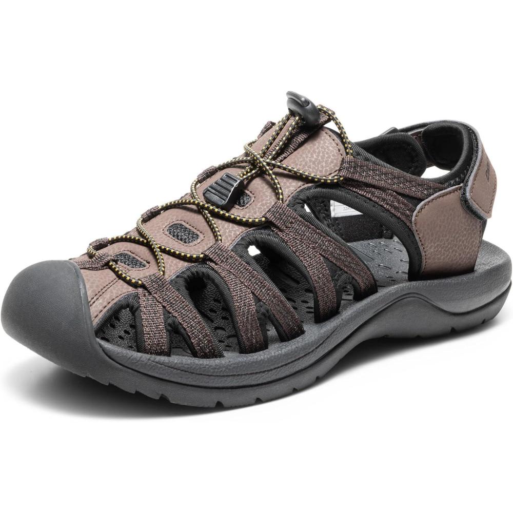 imageDREAM PAIRS Mens 160912MNEW Adventurous Summer Outdoor SandalsDark BrownBlack