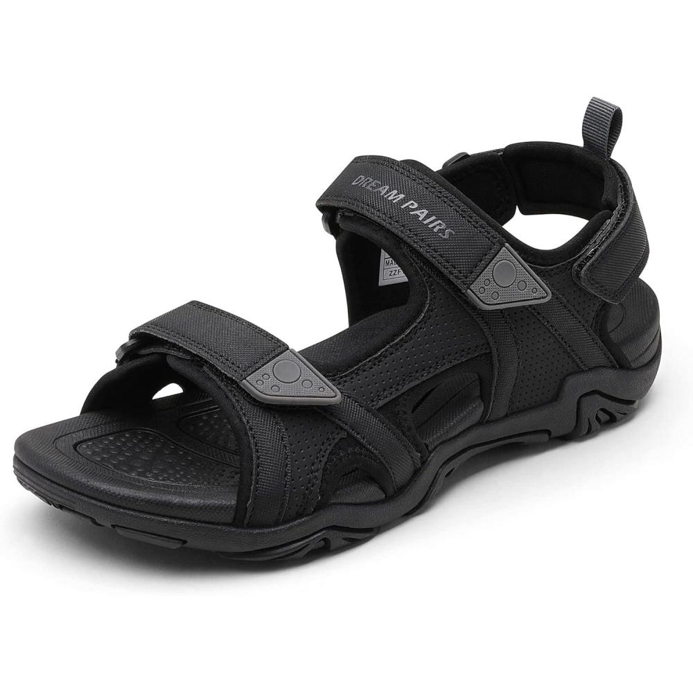 imageDREAM PAIRS Mens Sandals Hiking Water Beach Sport Outdoor Athletic Arch Support Summer SandalsBlack