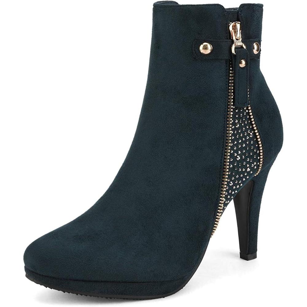 imageDREAM PAIRS Womens Ankle Boots High Stiletto Heel Booties Fashion Zipper Short BootsDarkBlue1
