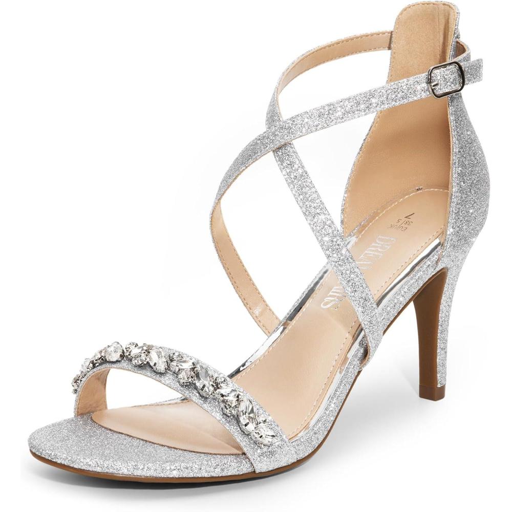 imageDREAM PAIRS Womens Dolce Fashion Stilettos Open Toe Pump Heel SandalsSilverrhinestone