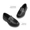 DREAM PAIRS Girls Loafers Chunky Platform Penny Loafers School Uniform Slip On Dress Shoes(Black)