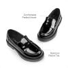 DREAM PAIRS Girls Loafers Chunky Platform Penny Loafers School Uniform Slip On Dress Shoes(Black-patent)