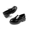 DREAM PAIRS Girls Loafers Chunky Platform Penny Loafers School Uniform Slip On Dress Shoes(Black-patent)