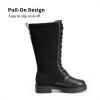 DREAM PAIRS Girls Riding Boots Knee High Side Zipper Mid Calf Shoes Little Kid/Big Kid(Black-knitting)