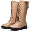 DREAM PAIRS Girls Riding Boots Knee High Side Zipper Mid Calf Shoes Little Kid/Big Kid(Brown)