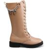 DREAM PAIRS Girls Riding Boots Knee High Side Zipper Mid Calf Shoes Little Kid/Big Kid(Brown)
