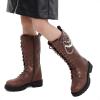 DREAM PAIRS Girls Riding Boots Knee High Side Zipper Mid Calf Shoes Little Kid/Big Kid(Dark Brown)