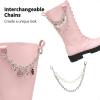 DREAM PAIRS Girls Riding Boots Knee High Side Zipper Mid Calf Shoes Little Kid/Big Kid(Pink/Diy)