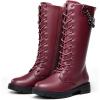 DREAM PAIRS Girls Riding Boots Knee High Side Zipper Mid Calf Shoes Little Kid/Big Kid(Red Wine)