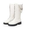 DREAM PAIRS Girls Riding Boots Knee High Side Zipper Mid Calf Shoes Little Kid/Big Kid(White)