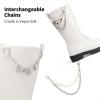 DREAM PAIRS Girls Riding Boots Knee High Side Zipper Mid Calf Shoes Little Kid/Big Kid(White)