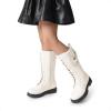 DREAM PAIRS Girls Riding Boots Knee High Side Zipper Mid Calf Shoes Little Kid/Big Kid(White)