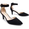 DREAM PAIRS Kitten Heel Low Heel for Women Closed Pointed Toe Pumps Wedding Party Sexy Dress Shoes Lowpointed(Black/Nubuck)