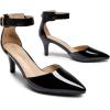 DREAM PAIRS Kitten Heel Low Heel for Women Closed Pointed Toe Pumps Wedding Party Sexy Dress Shoes Lowpointed(Black/Pat)
