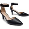 DREAM PAIRS Kitten Heel Low Heel for Women Closed Pointed Toe Pumps Wedding Party Sexy Dress Shoes Lowpointed(Black/Pu)