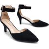 DREAM PAIRS Kitten Heel Low Heel for Women Closed Pointed Toe Pumps Wedding Party Sexy Dress Shoes Lowpointed(Black/Suede)