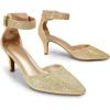 DREAM PAIRS Kitten Heel Low Heel for Women Closed Pointed Toe Pumps Wedding Party Sexy Dress Shoes Lowpointed(Gold/Glitter)