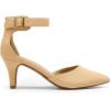 DREAM PAIRS Kitten Heel Low Heel for Women Closed Pointed Toe Pumps Wedding Party Sexy Dress Shoes Lowpointed(Nude/Nubuck)