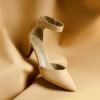 DREAM PAIRS Kitten Heel Low Heel for Women Closed Pointed Toe Pumps Wedding Party Sexy Dress Shoes Lowpointed(Nude/Nubuck)