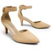 DREAM PAIRS Kitten Heel Low Heel for Women Closed Pointed Toe Pumps Wedding Party Sexy Dress Shoes Lowpointed(Nude/Nubuck)