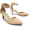 DREAM PAIRS Kitten Heel Low Heel for Women Closed Pointed Toe Pumps Wedding Party Sexy Dress Shoes Lowpointed(Nude/Suede)