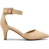 DREAM PAIRS Kitten Heel Low Heel for Women Closed Pointed Toe Pumps Wedding Party Sexy Dress Shoes Lowpointed(Nude/Suede)