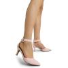 DREAM PAIRS Kitten Heel Low Heel for Women Closed Pointed Toe Pumps Wedding Party Sexy Dress Shoes Lowpointed(Pink/Suede)