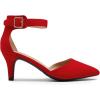 DREAM PAIRS Kitten Heel Low Heel for Women Closed Pointed Toe Pumps Wedding Party Sexy Dress Shoes Lowpointed(Red/Suede)