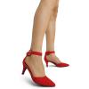 DREAM PAIRS Kitten Heel Low Heel for Women Closed Pointed Toe Pumps Wedding Party Sexy Dress Shoes Lowpointed(Red/Suede)