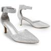 DREAM PAIRS Kitten Heel Low Heel for Women Closed Pointed Toe Pumps Wedding Party Sexy Dress Shoes Lowpointed(Silver/Glitter)