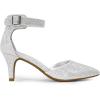 DREAM PAIRS Kitten Heel Low Heel for Women Closed Pointed Toe Pumps Wedding Party Sexy Dress Shoes Lowpointed(Silver/Glitter)