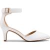 DREAM PAIRS Kitten Heel Low Heel for Women Closed Pointed Toe Pumps Wedding Party Sexy Dress Shoes Lowpointed(White/Pu)