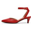 DREAM PAIRS Kitten Heels for Women Low Heel Dress Shoes Wedding Dress Closed Toe Pump Shoes(Fire/Red)