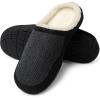 DREAM PAIRS Men’s Cozy Memory Foam Slippers with Fuzzy Wool-Like Lining, Slip-on Washable Indoor Outdoor House Shoes(Black)