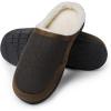 DREAM PAIRS Men’s Cozy Memory Foam Slippers with Fuzzy Wool-Like Lining, Slip-on Washable Indoor Outdoor House Shoes(Brown)