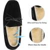 DREAM PAIRS Men’s House Slippers Moccasin Indoor Outdoor Fuzzy Furry Loafers Suede Leather Warm Comfortable Shoes(02-black)