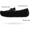 DREAM PAIRS Men’s House Slippers Moccasin Indoor Outdoor Fuzzy Furry Loafers Suede Leather Warm Comfortable Shoes(02-black)
