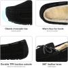 DREAM PAIRS Men’s House Slippers Moccasin Indoor Outdoor Fuzzy Furry Loafers Suede Leather Warm Comfortable Shoes(02-black)