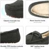DREAM PAIRS Men’s House Slippers Moccasin Indoor Outdoor Fuzzy Furry Loafers Suede Leather Warm Comfortable Shoes(02-grey)