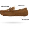 DREAM PAIRS Men’s House Slippers Moccasin Indoor Outdoor Fuzzy Furry Loafers Suede Leather Warm Comfortable Shoes(02-tan)