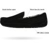 DREAM PAIRS Men’s House Slippers Moccasin Indoor Outdoor Fuzzy Furry Loafers Suede Leather Warm Comfortable Shoes(Black)