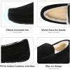 DREAM PAIRS Men’s House Slippers Moccasin Indoor Outdoor Fuzzy Furry Loafers Suede Leather Warm Comfortable Shoes(Black)