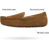 DREAM PAIRS Men’s House Slippers Moccasin Indoor Outdoor Fuzzy Furry Loafers Suede Leather Warm Comfortable Shoes(Tan)